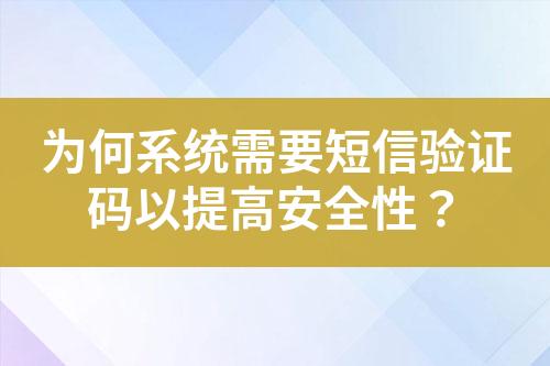 為何系統(tǒng)需要短信驗(yàn)證碼以提高安全性？