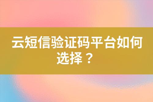 云短信驗證碼平臺如何選擇？