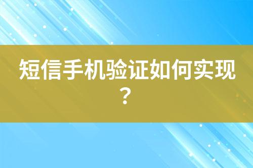 短信手機驗證如何實現？