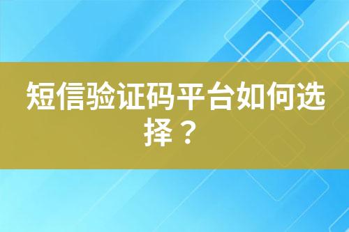 短信驗(yàn)證碼平臺(tái)如何選擇？