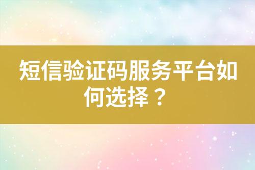 短信驗(yàn)證碼服務(wù)平臺如何選擇？
