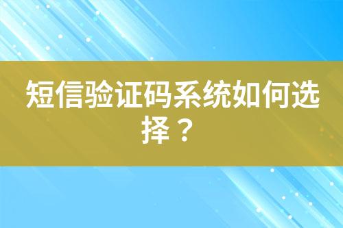 短信驗證碼系統如何選擇？