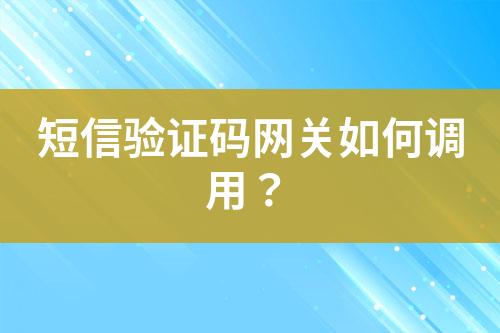 短信驗證碼網關如何調用？