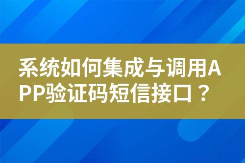 系統(tǒng)如何集成與調(diào)用APP驗(yàn)證碼短信接口？