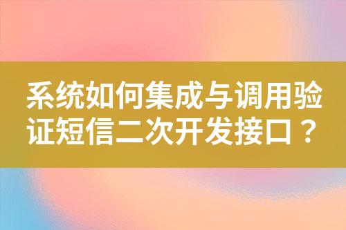 系統(tǒng)如何集成與調(diào)用驗(yàn)證短信二次開發(fā)接口？